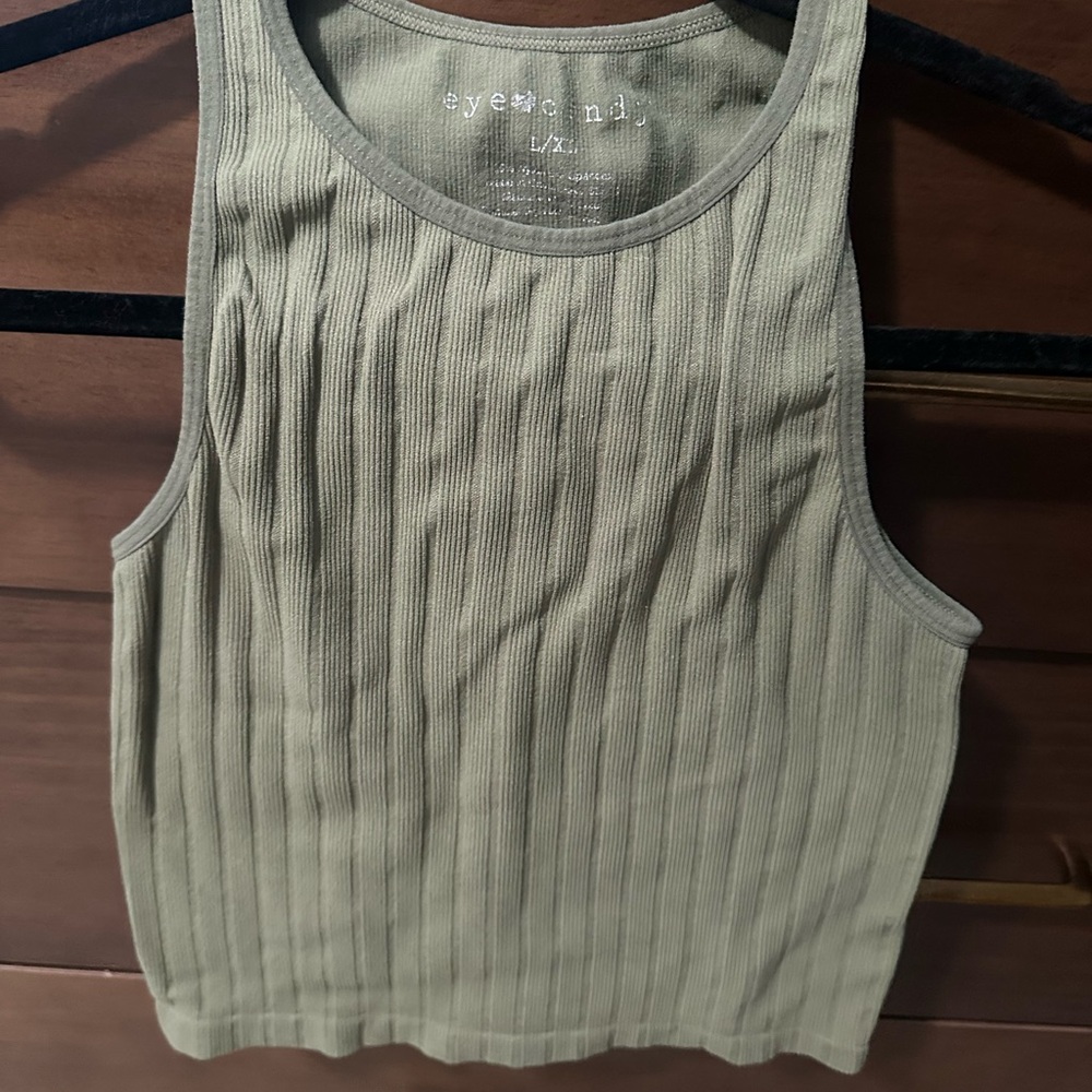 Eye Candy Green Ribbed Crop Tank Top